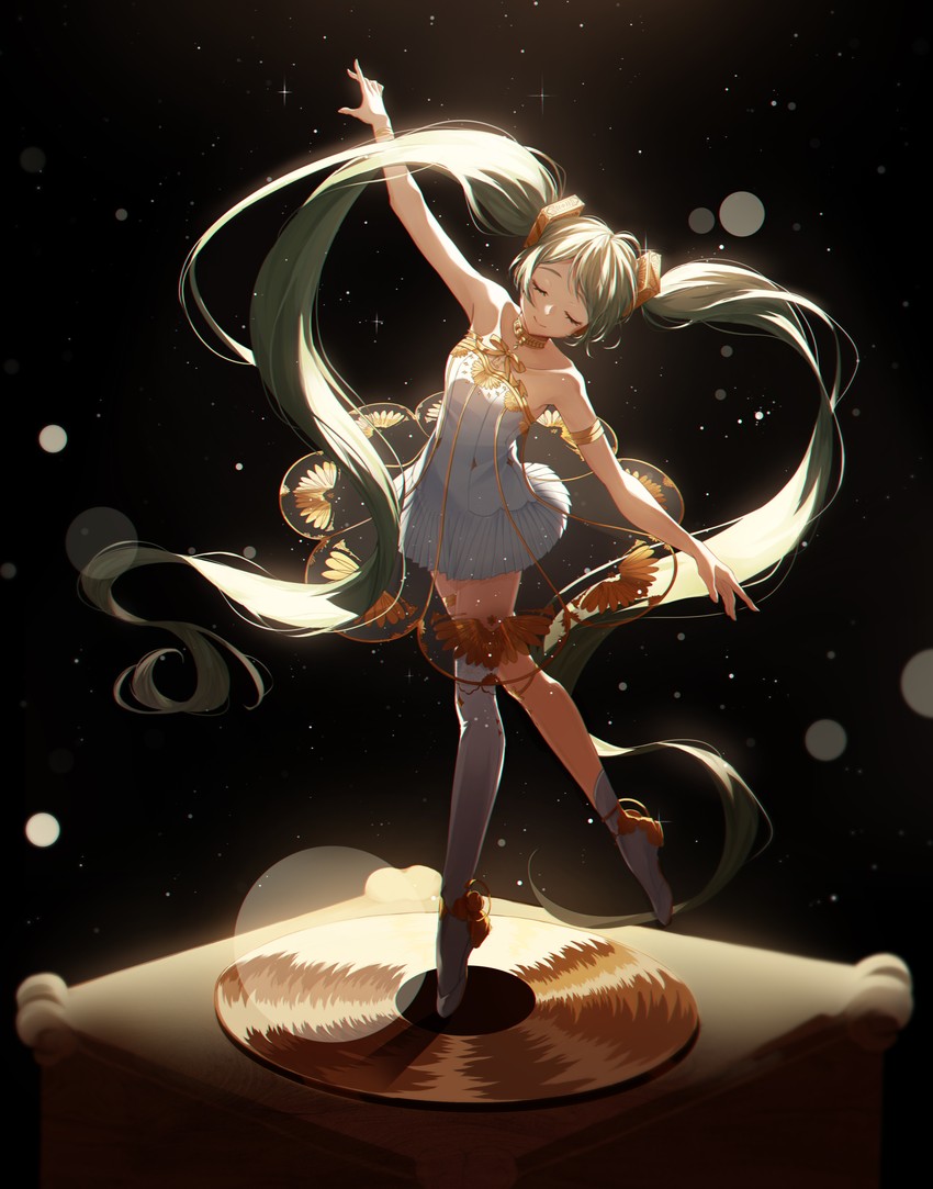 hatsune miku and gramophone miku (vocaloid and 1 more) drawn by arahe