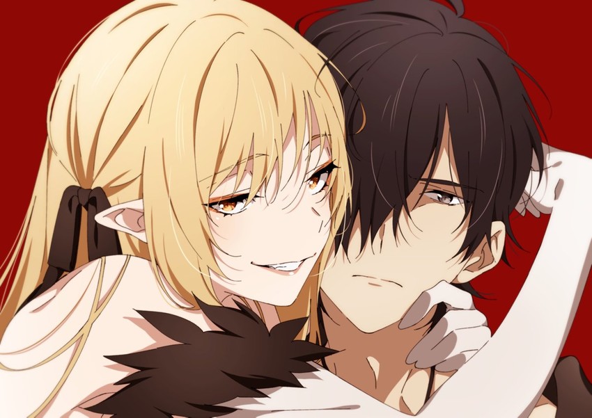 oshino shinobu, araragi koyomi, and kiss-shot acerola-orion heart-under-blade (monogatari and 1 more) drawn by ntend