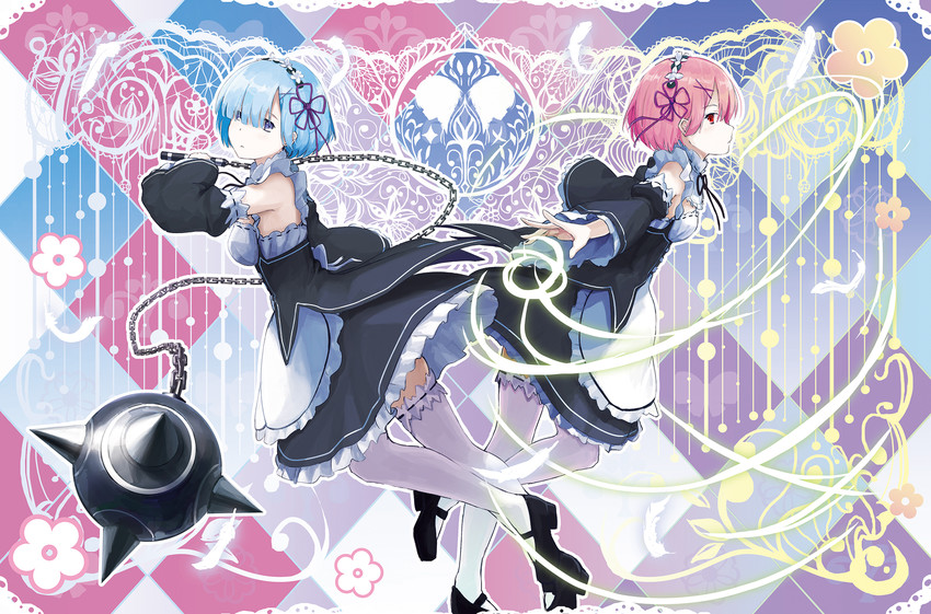 rem and ram (re:zero kara hajimeru isekai seikatsu) drawn by kyaro_(kyaro54)