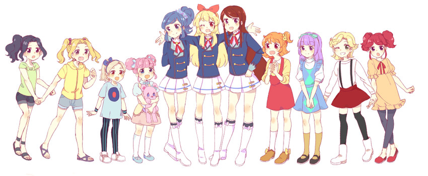 hoshimiya ichigo, kiriya aoi, ozora akari, shibuki ran, hikami sumire, and 6 more (aikatsu!) drawn by keiya