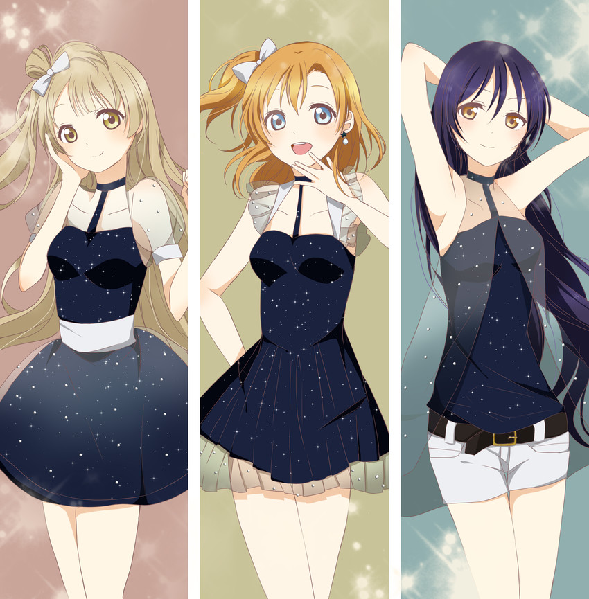 sonoda umi, minami kotori, and kosaka honoka (love live! and 1 more) drawn by ajiwo