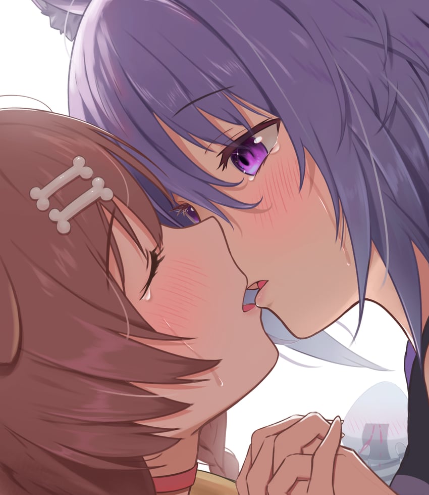 nekomata okayu, inugami korone, and onigirya (hololive) drawn by tataki_worker