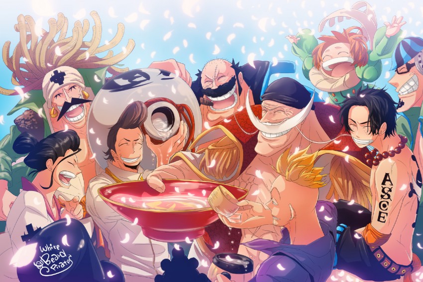 portgas d. ace, marco, edward newgate, izou, thatch, and 6 more (one piece) drawn by nyuu_men