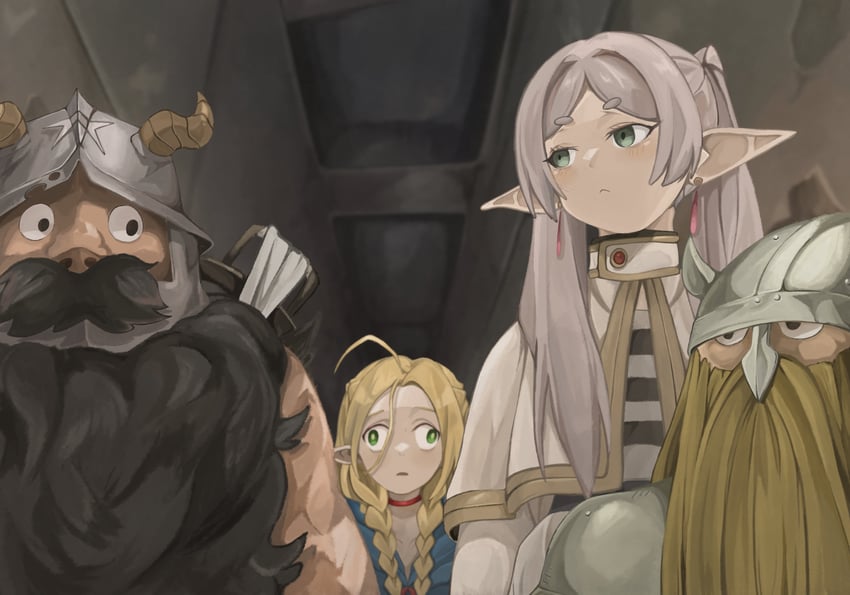 frieren, marcille donato, senshi, and eisen (sousou no frieren and 1 more) drawn by naaga_sonomono