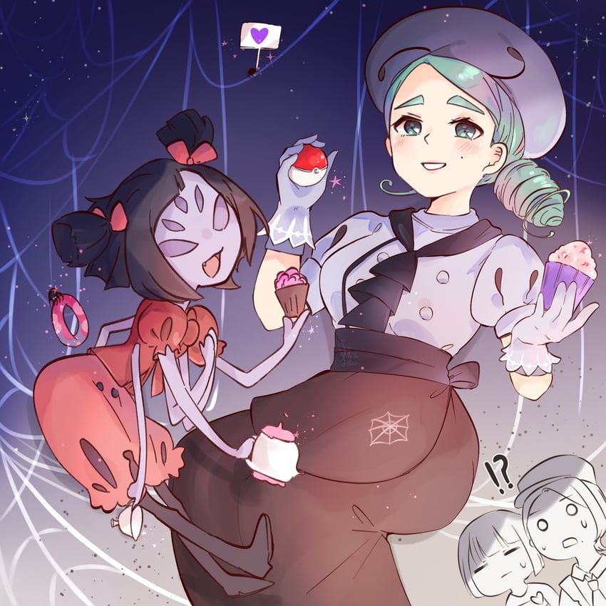 florian, frisk, muffet, and katy (pokemon and 2 more) drawn by yoru_rain