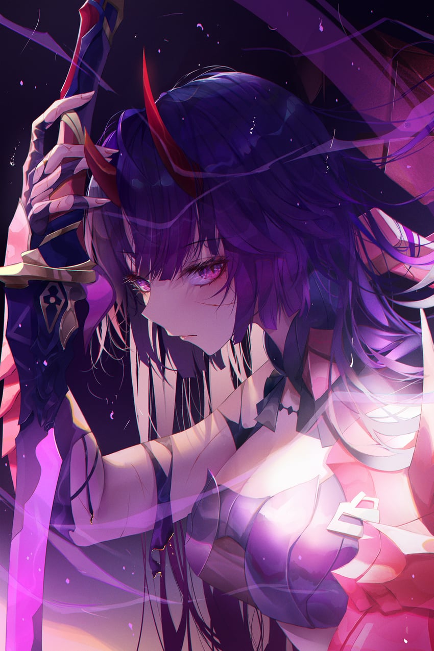 raiden mei (honkai and 1 more) drawn by turbulence