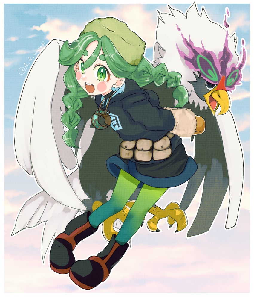 sabi and hisuian braviary (pokemon and 1 more) drawn by ei_(a_a_wasabi)
