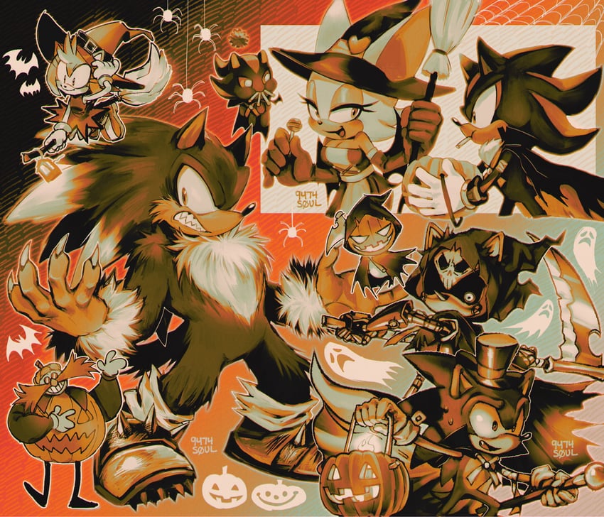 sonic the hedgehog, shadow the hedgehog, amy rose, rouge the bat, death, and 6 more (sonic and 1 more) drawn by 9474s0ul