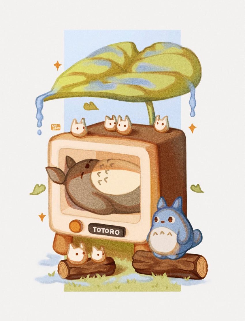 totoro, chibi totoro, and chuu totoro (tonari no totoro) drawn by xin_(kalijifan)