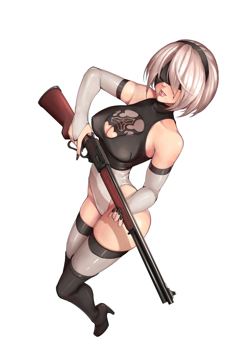 2b (nier and 1 more) drawn by kuso_otoko