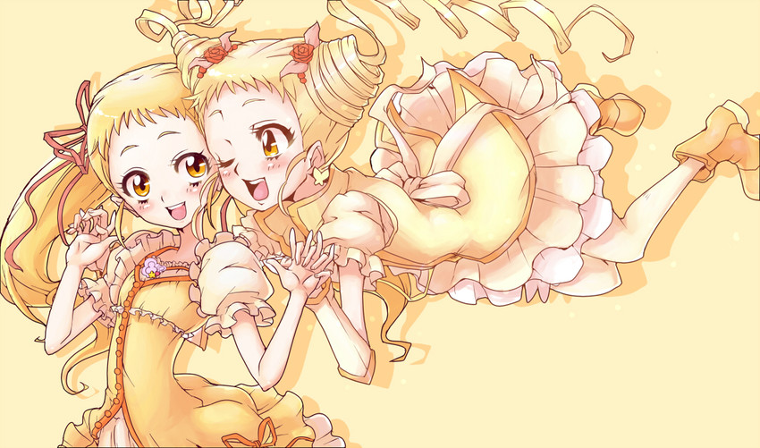 kasugano urara and cure lemonade (precure and 1 more) drawn by sumiosmith