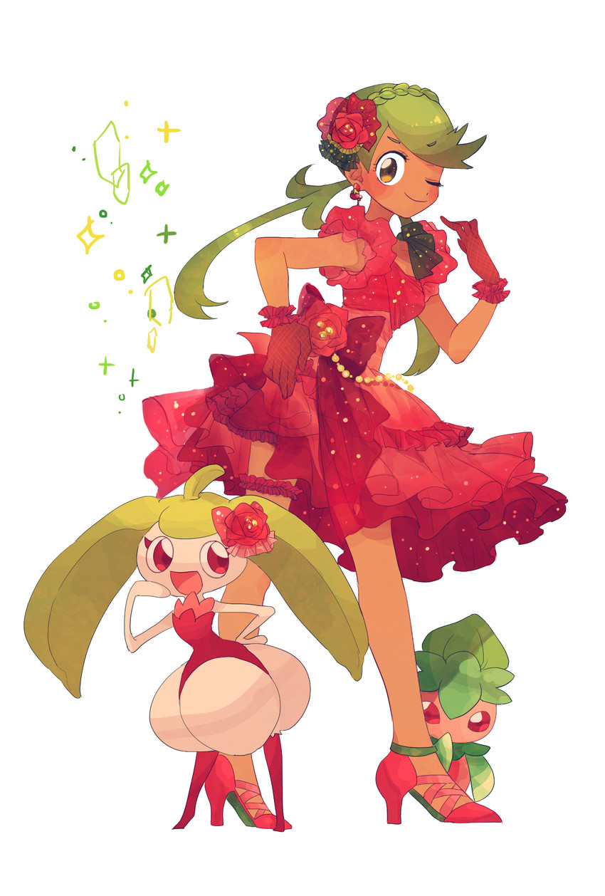 mallow, steenee, and fomantis (pokemon and 1 more) drawn by sarami_(sa_rami30)