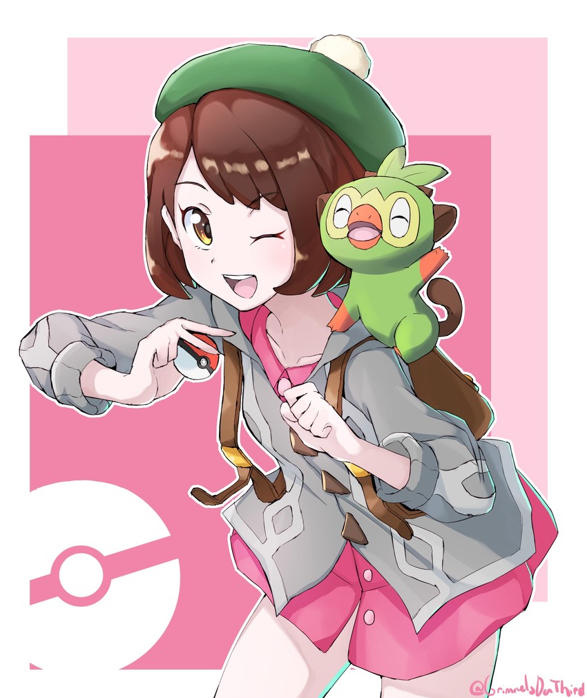 gloria and grookey (pokemon and 1 more) drawn by grimmelsdathird