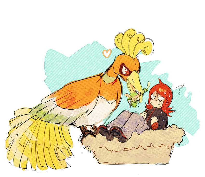 silver, ho-oh, and caterpie (pokemon and 1 more) drawn by kash-phia
