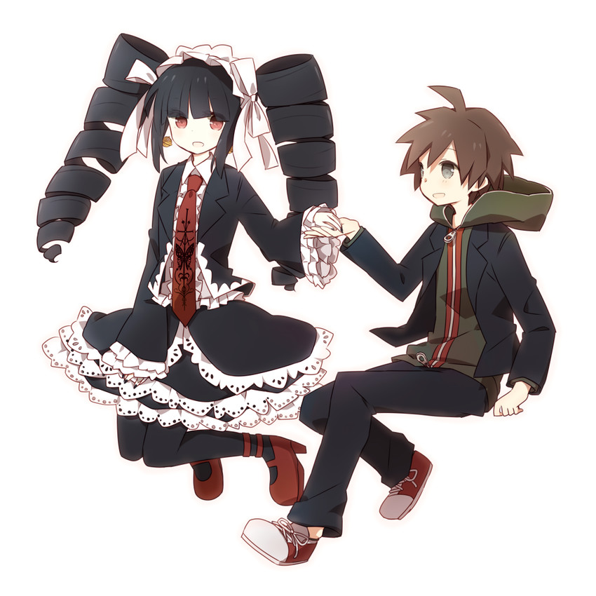 naegi makoto and celestia ludenberg (danganronpa and 1 more) drawn by mondo_pop