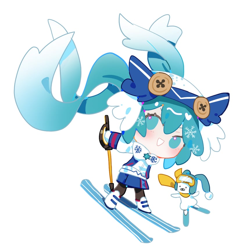 hatsune miku, yuki miku, and rabbit yukine (vocaloid) drawn by indai_(3330425)