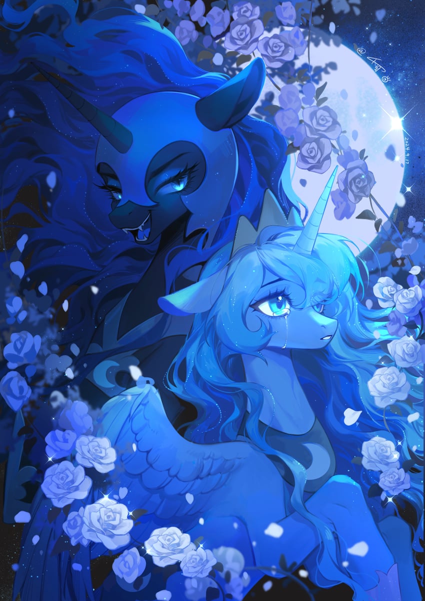 princess luna and nightmare moon (my little pony and 1 more) drawn by xieyaner