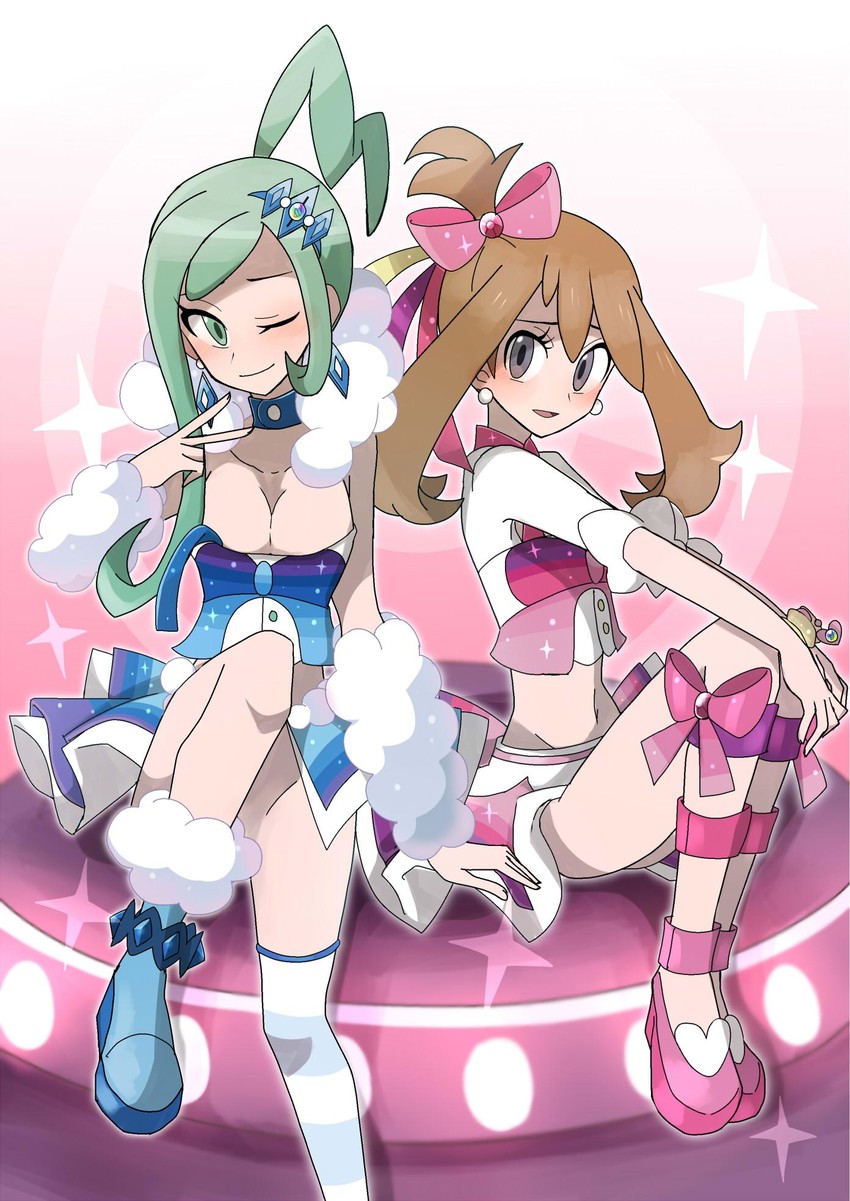 lisia and may (pokemon and 1 more) drawn by kuroi_paseri