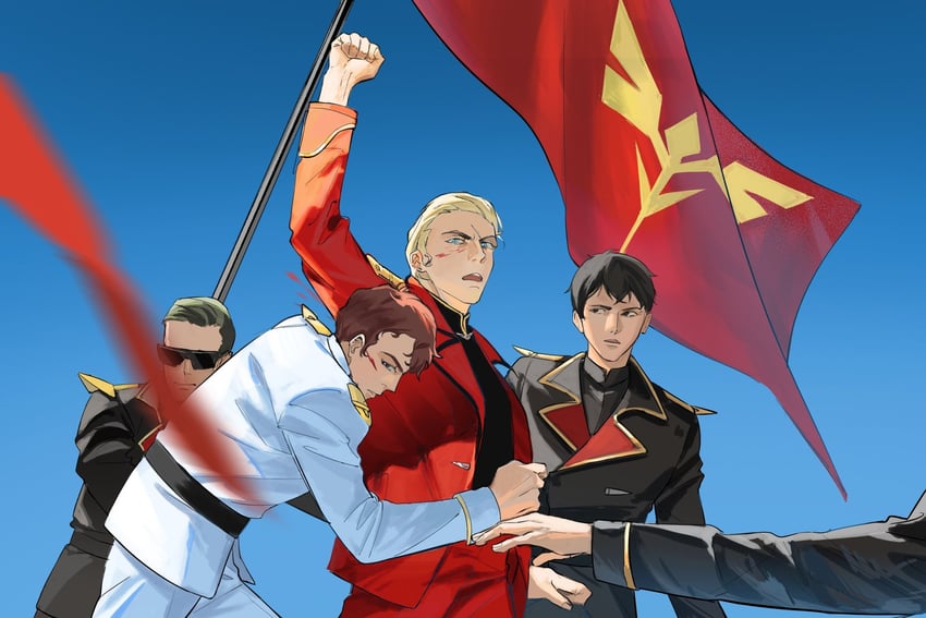 char aznable, amuro ray, and gyunei guss (gundam and 1 more) drawn by netube