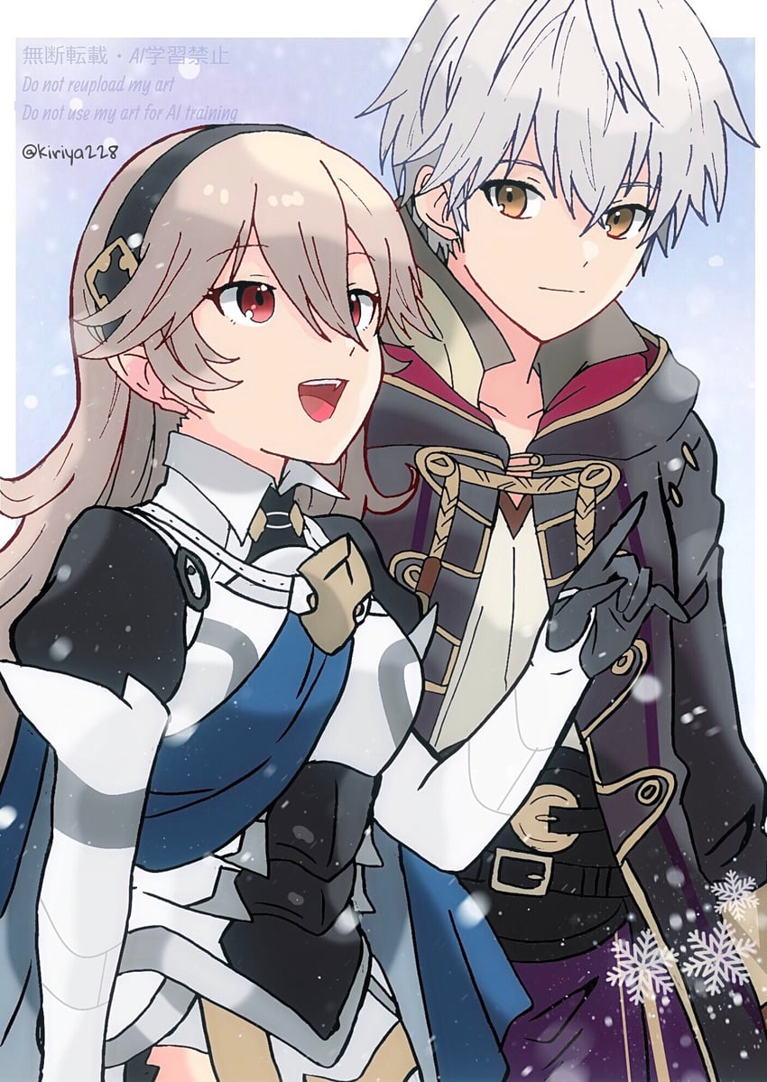 female corrin and male robin (fire emblem and 2 more) drawn by kiriya_(552260)