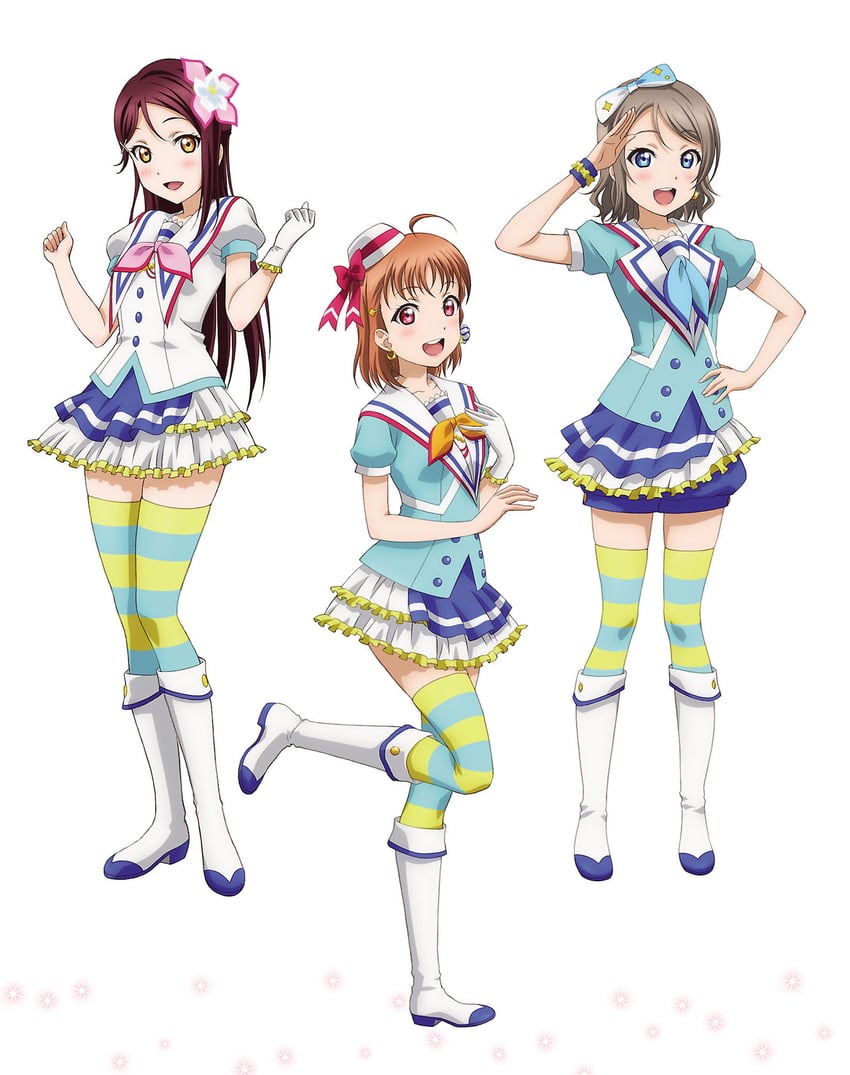 watanabe you, sakurauchi riko, and takami chika (love live! and 1 more)