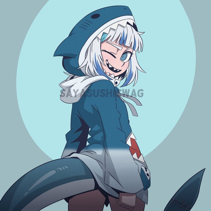 gawr gura (hololive and 1 more) drawn by sayasushiswag
