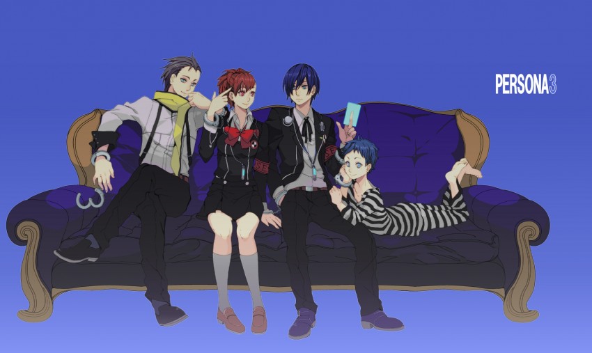 yuuki makoto, shiomi kotone, mochizuki ryouji, and pharos (persona and 2 more) drawn by zatori