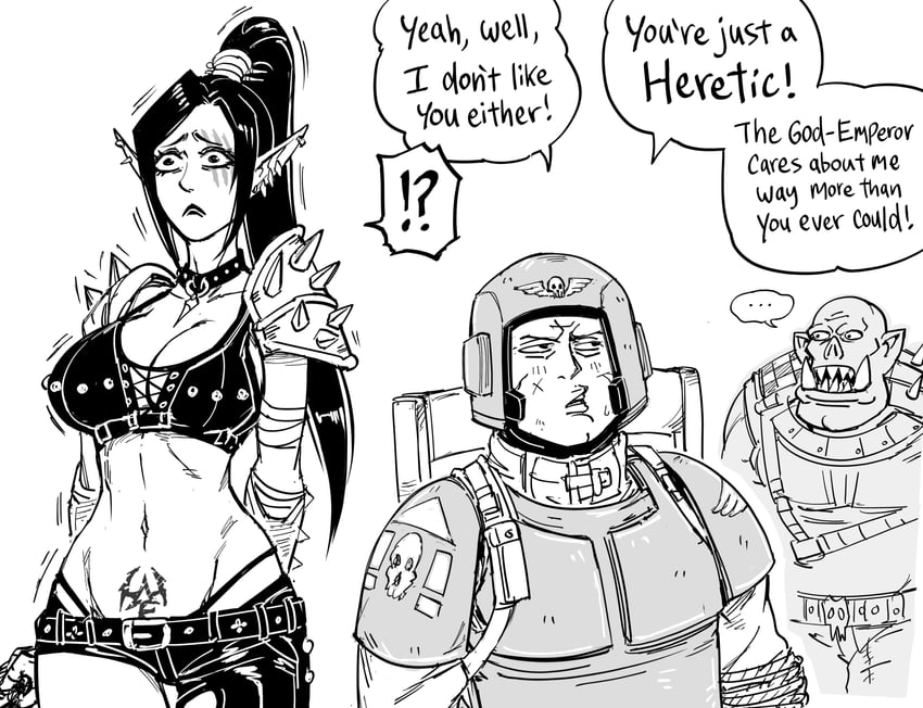 astra militarum and ork (warhammer 40k) drawn by bb_(baalbuddy)
