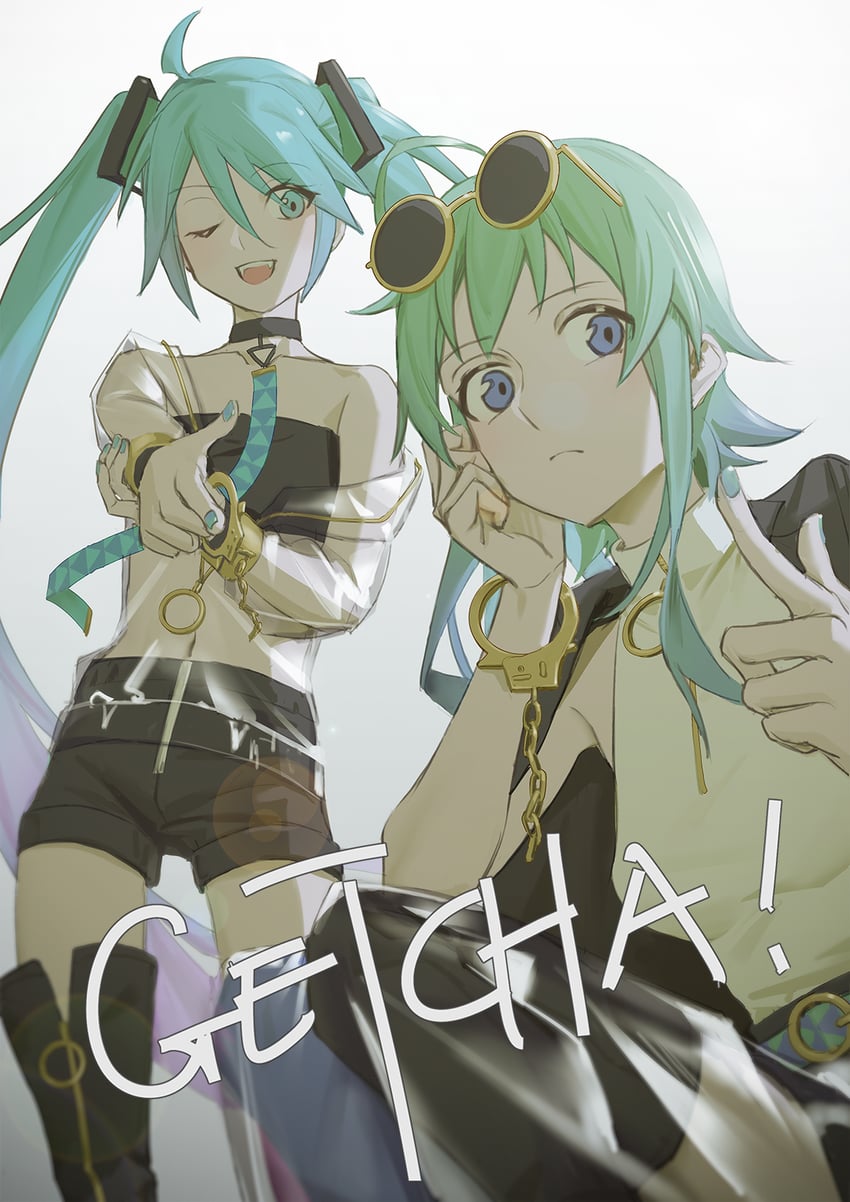 hatsune miku and gumi (vocaloid and 1 more) drawn by wounds404