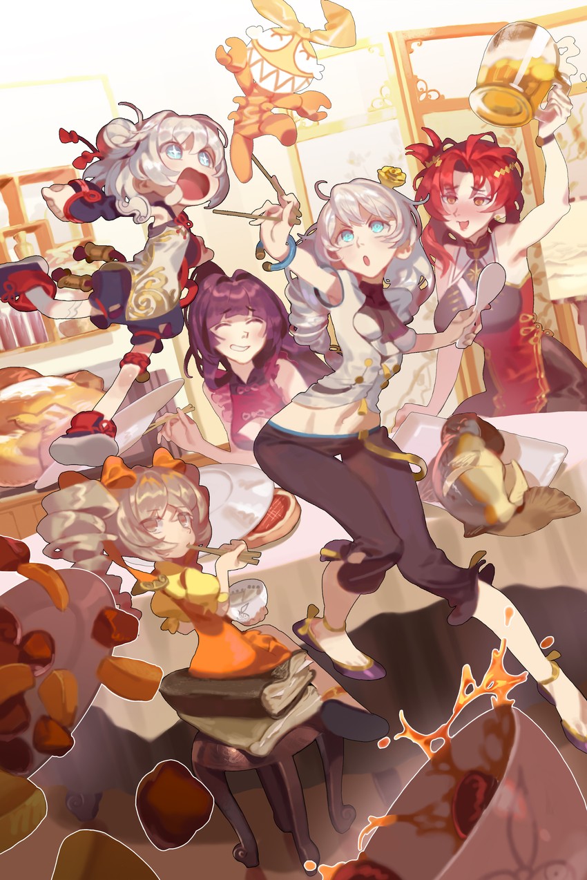 kiana kaslana, raiden mei, bronya zaychik, theresa apocalypse, murata himeko, and 1 more (honkai and 1 more) drawn by bravo233