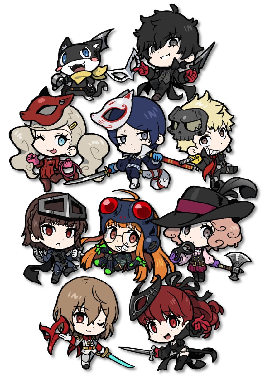 amamiya ren, takamaki anne, sakura futaba, niijima makoto, okumura haru, and 13 more (persona and 2 more) drawn by sach56000
