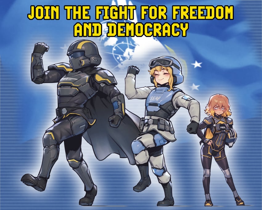 helldiver and seaf soldier (helldivers) drawn by phantom_ix_row