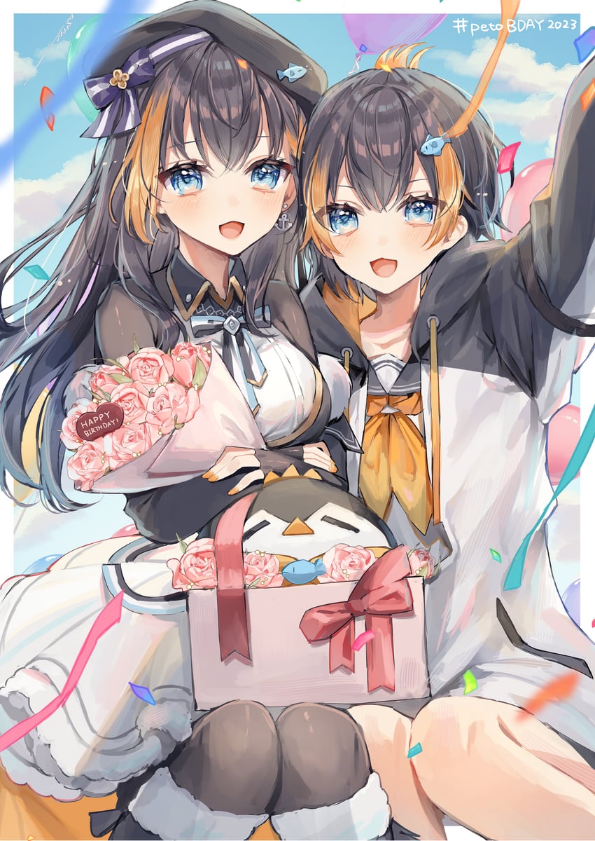 petra gurin and pentomo (nijisanji and 1 more) drawn by zuwaineko
