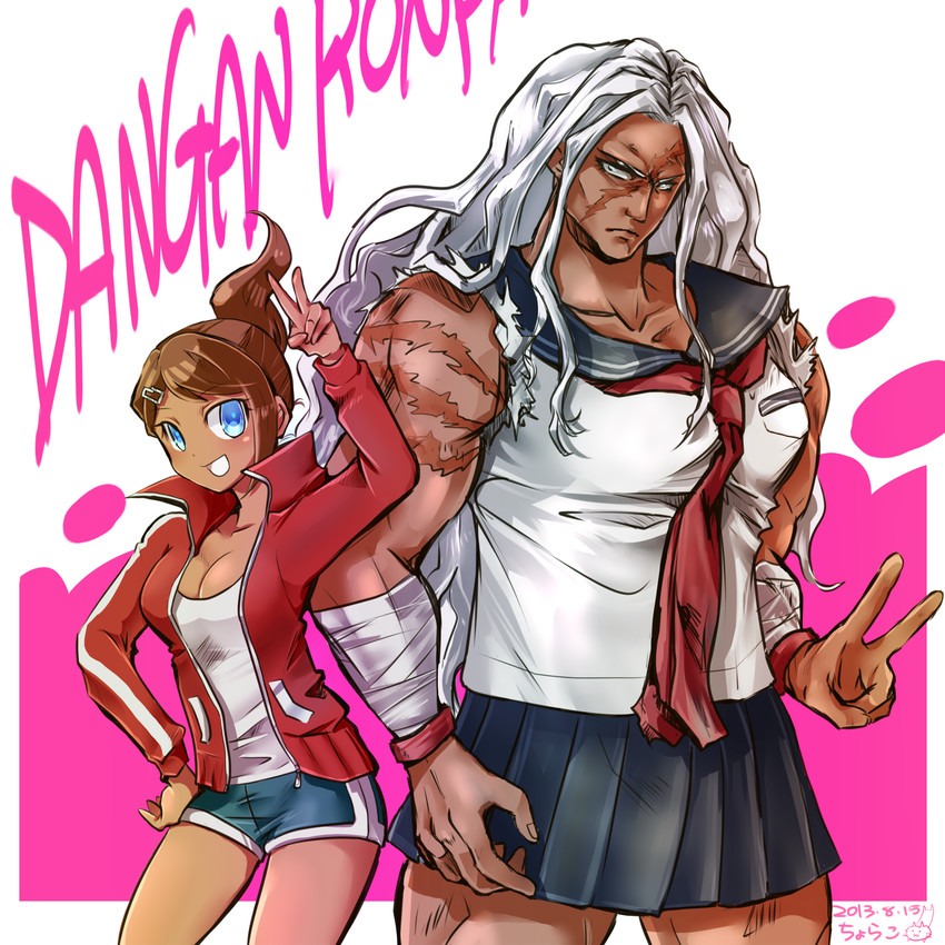 asahina aoi and ogami sakura (danganronpa and 1 more) drawn by unagichora