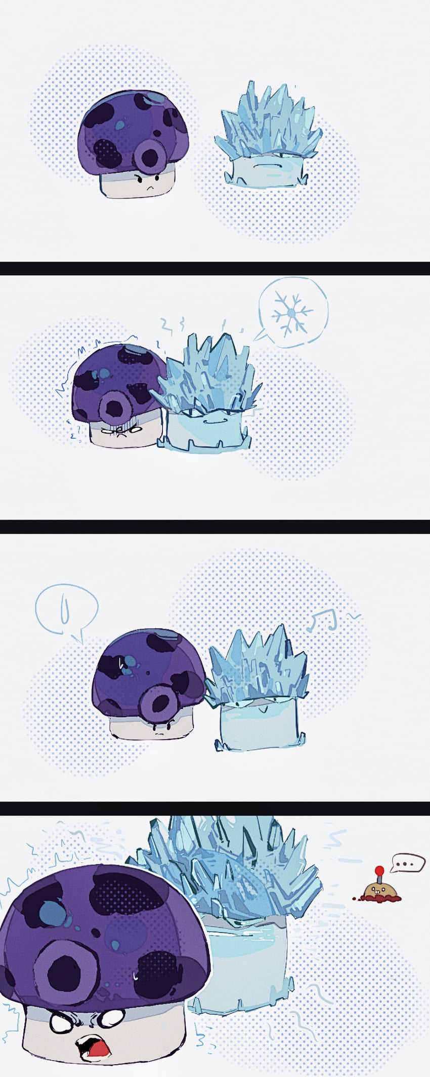 potato mine, fume-shroom, and ice-shroom (plants vs. zombies) drawn by hightguy