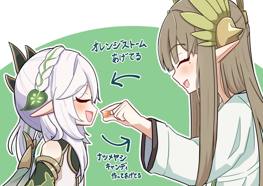 nahida, muelsyse, and tamura yukari (genshin impact and 1 more) drawn by barurun_pen