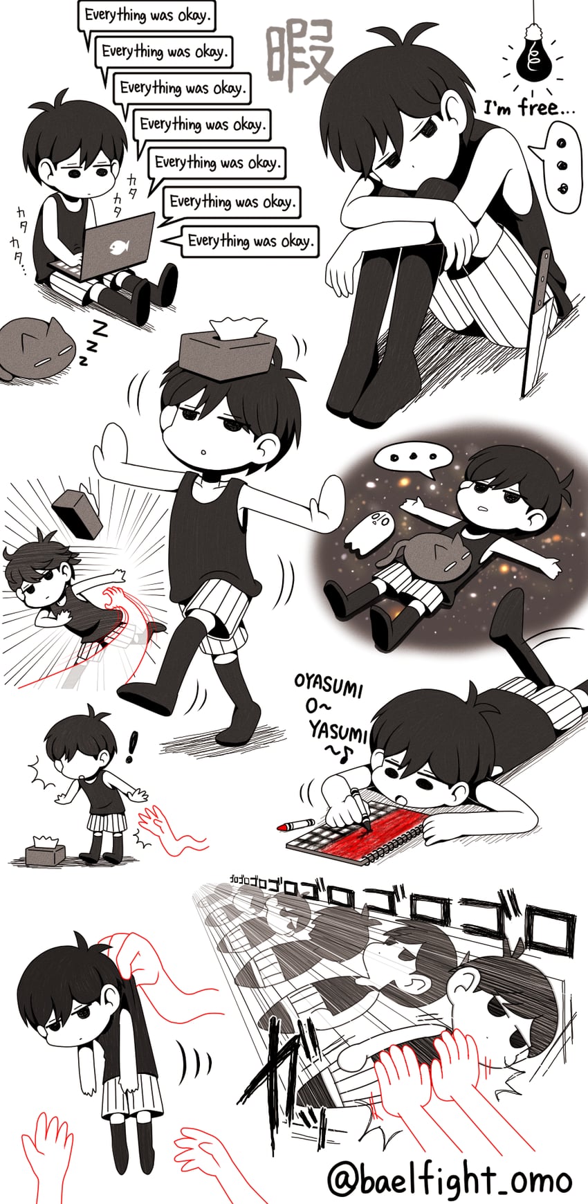 omori, mewo, and napstablook (omori and 1 more) drawn by miya_(baelfight)