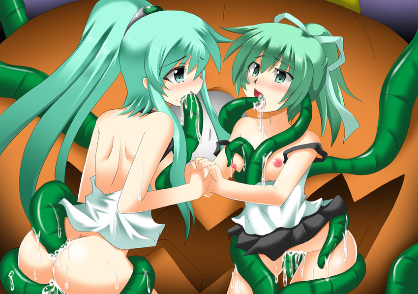 wynn, winda, wynn the wind charmer, winda priestess of gusto, and pumpking the king of ghosts (yu-gi-oh!) drawn by aketake