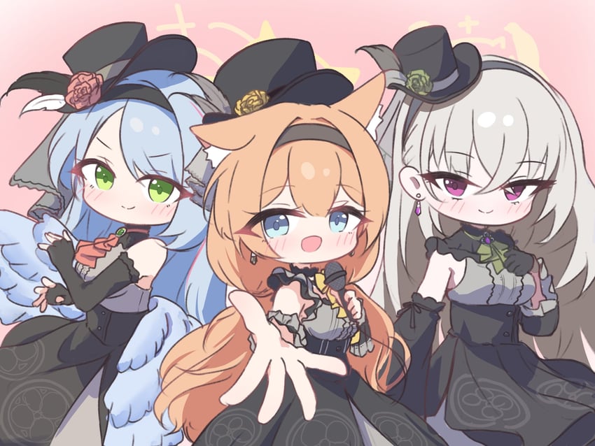 mari, sakurako, and mine (blue archive) drawn by karupa_(karupapon)
