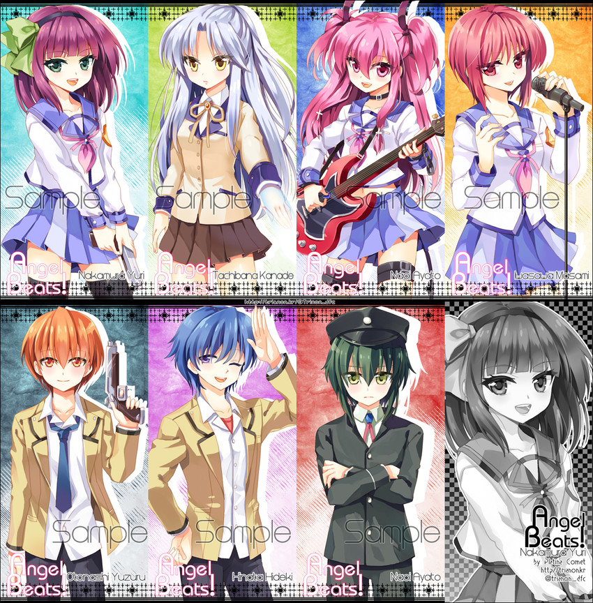 tachibana kanade, nakamura yuri, yui, hinata hideki, otonashi yuzuru, and 2 more (angel beats!) drawn by trianon