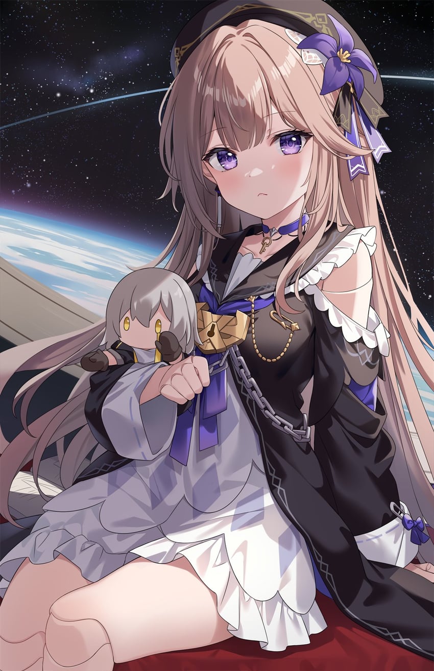 trailblazer, stelle, and herta (honkai and 1 more) drawn by hitsukuya