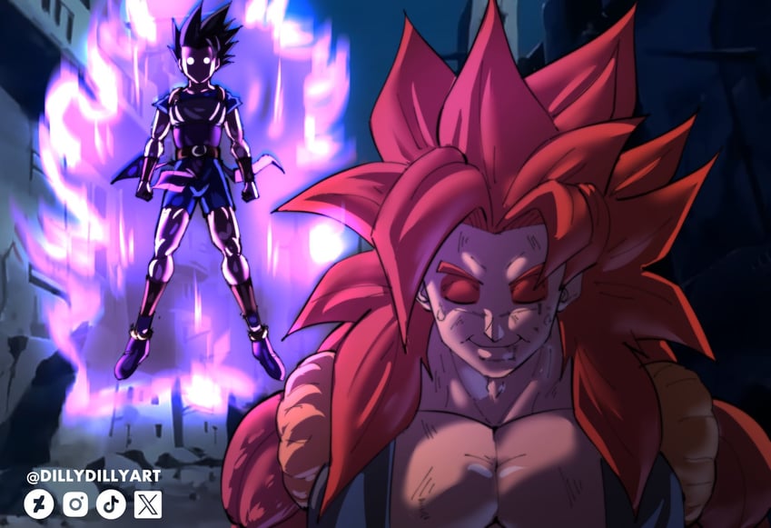 gogeta and cabba (dragon ball and 2 more) drawn by dillydillyart