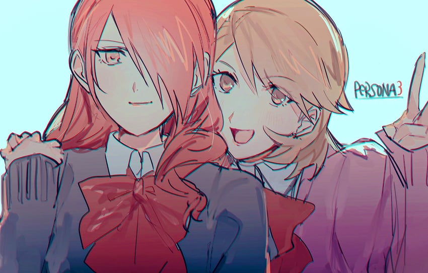 takeba yukari and kirijou mitsuru (persona and 1 more) drawn by biiko_(king1015g)