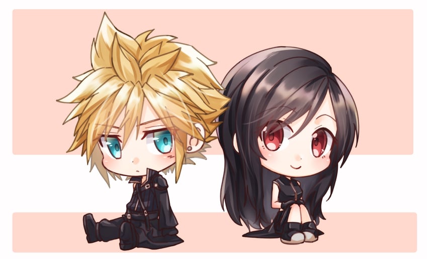 tifa lockhart and cloud strife (final fantasy and 2 more) drawn by mizuamememe