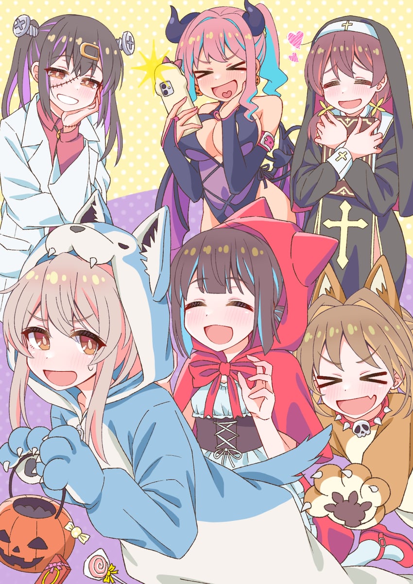 oyama mahiro, little red riding hood, oyama mihari, hozuki momiji, oka asahi, and 3 more (onii-chan wa oshimai! and 1 more) drawn by minori_13101
