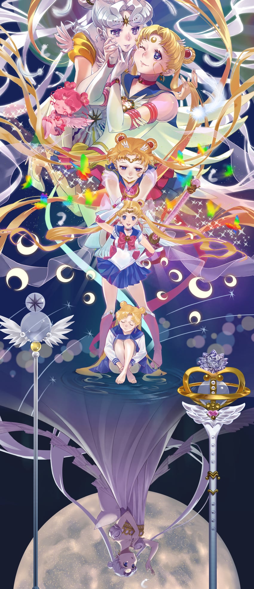 tsukino usagi, sailor moon, princess serenity, super sailor moon, eternal sailor moon, and 3 more (bishoujo senshi sailor moon and 1 more) drawn by katt_sun