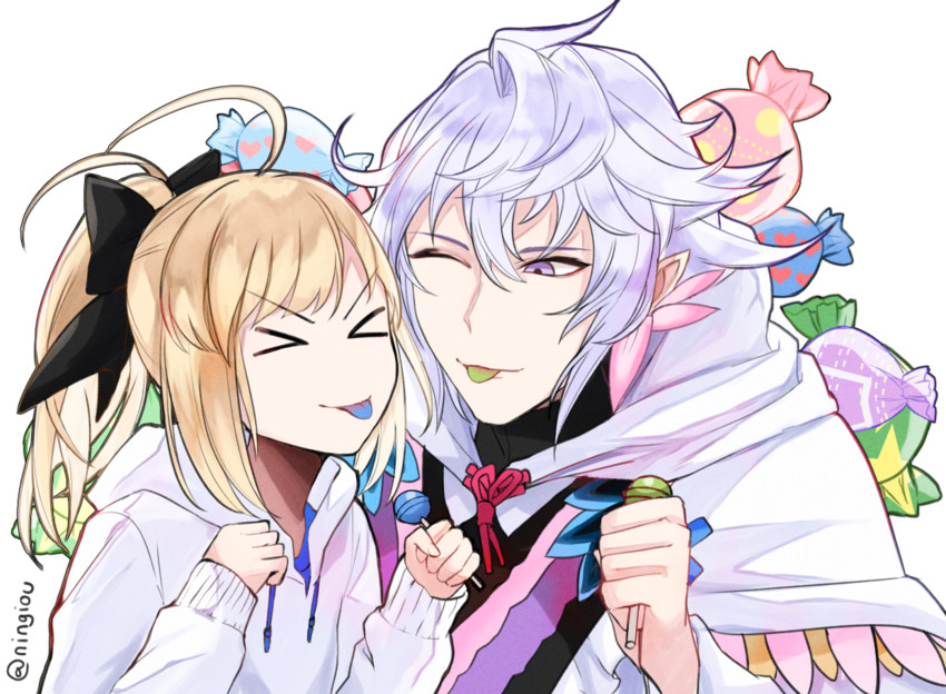 artoria pendragon, saber lily, and merlin (fate and 1 more) drawn by kyou_(iuciferic)