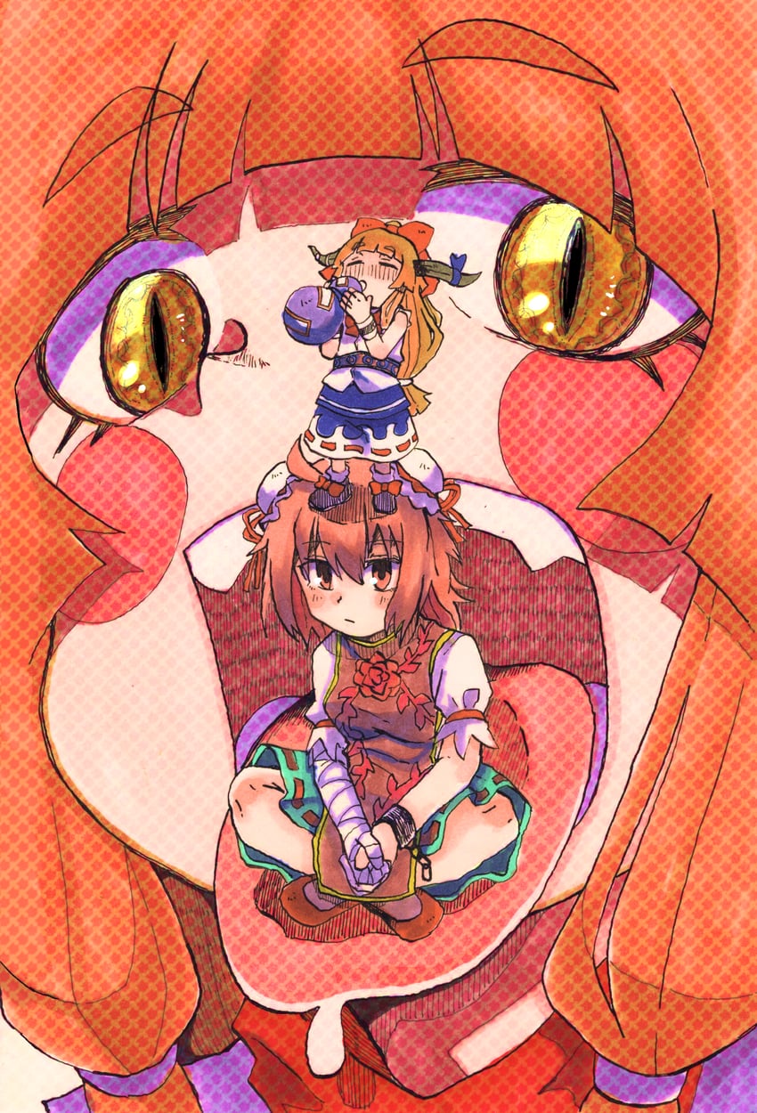 ibuki suika and ibaraki kasen (touhou) drawn by inuyama_konan
