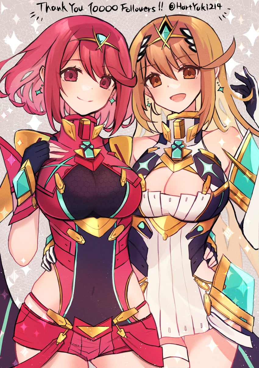 pyra and mythra (xenoblade chronicles and 1 more) drawn by haruto_yuki
