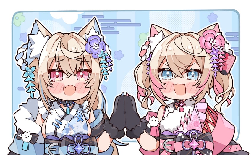fuwawa abyssgard and mococo abyssgard (hololive and 1 more) drawn by kukie-nyan